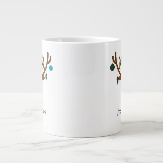 Schattigee vakantie grillige rendieren kerstbal grote koffiekop (Voorkant)