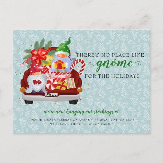 Schattigee vakantie kabouter rode vrachtwagen die  briefkaart (Voorkant)