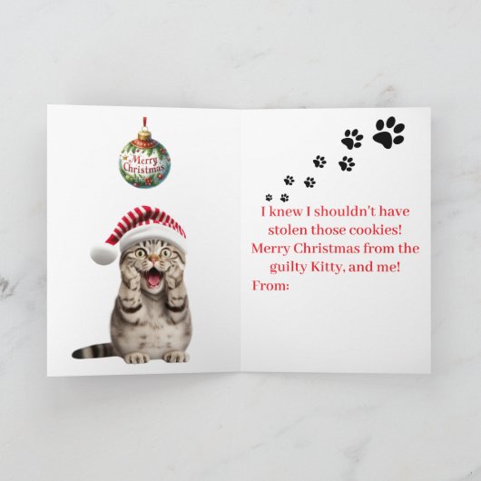 Schattigee Vakantie Kat Kerst Kat Kerst Kaart (Binnen)