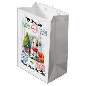 Schattigee vakantie Koe met geschenken en feesteli Medium Cadeauzakje (Achterkant Gekanteld)