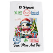 Schattigee vakantie Koe met geschenken en feesteli Medium Cadeauzakje (Voorkant)