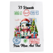 Schattigee vakantie Koe met geschenken en feesteli Medium Cadeauzakje (Achterkant)