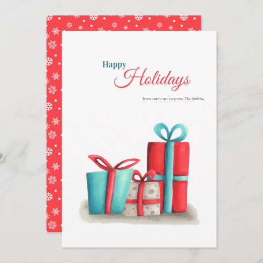 Schattigee vakantie lichten en Cadeaus kerst Kaart (Voorkant / Achterkant)