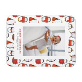 Schattigee Vakantie Pinguïns Patroon Kerstmis Foto Magneet (Horizontaal)