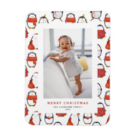 Schattigee Vakantie Pinguïns Patroon Kerstmis Foto Magneet