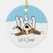 Schattigee vakantie sneeuw Beagle Happy Dog Christ Keramisch Ornament (Voorkant)