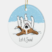 Schattigee vakantie sneeuw Beagle Happy Dog Christ Keramisch Ornament (Links)