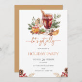 Schattigee vakantie Waterverf kerstfeest uitnodigi Kaart (Voorkant / Achterkant)