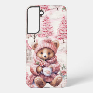 SCHATTIGEE VAKANTIE WINTER ROZE TEDDYBEER SAMSUNG GALAXY HOESJE
