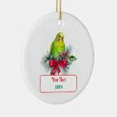 Schattigee vakantieparkiet en kerstboog keramisch ornament (Rechts)