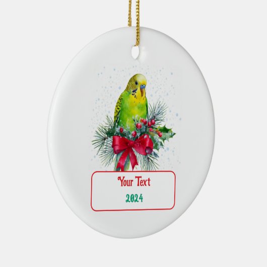 Schattigee vakantieparkiet en kerstboog keramisch ornament (Rechts)