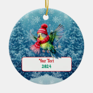 Schattigee vakantieparkiet keramisch ornament