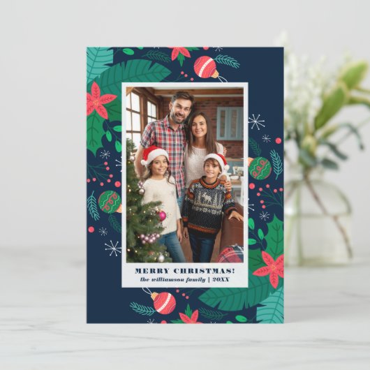 Schattigee vakantiereizen | Vrolijke kerst aangepa Kaart (Staand voorkant)