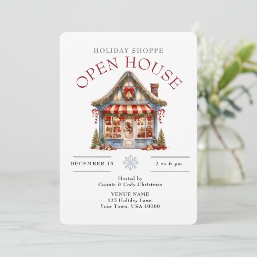 SCHATTIGEE VAKANTIEWINKEL OPEN HUIS KAART (Staand voorkant)