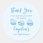 Schattigee Valentijn Blauw Hart Verjaardagsfeestje Ronde Sticker (Voorkant)