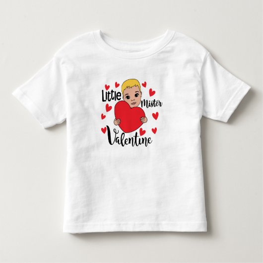 Schattigee Valentijn Boy Holding Heart Gift Art vo Kinder Shirts (Voorkant)