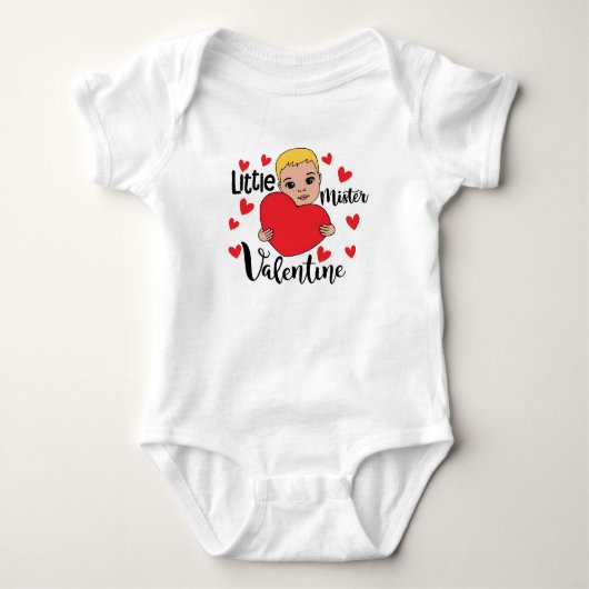 Schattigee Valentijn Boy Holding Heart Gift Art vo Romper (Voorkant)