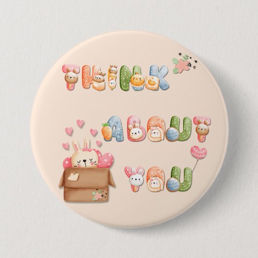 Schattigee Valentijn Button | Denk aan jou (Voorkant)