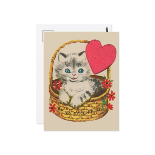 Schattigee  Valentijn cat Briefkaart (Voorkant / Achterkant in situ)
