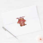 Schattigee Valentijn dag Koe Sticker, Valentijnse  Vierkante Sticker (Envelop)