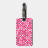 Schattigee Valentijn dag roze hart en bloemenpatro Bagagelabel (Achterkant verticaal)