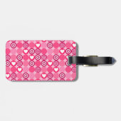 Schattigee Valentijn dag roze hart en bloemenpatro Bagagelabel (Achterkant horizontaal)