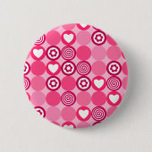 Schattigee Valentijn dag roze hart en bloemenpatro Ronde Button 5,7 Cm (Voorkant)