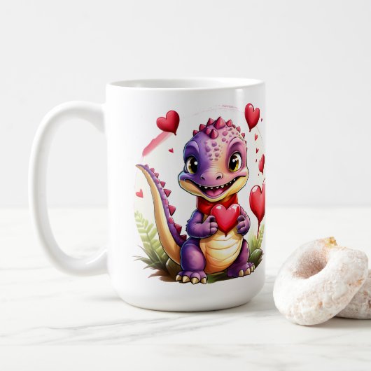 Schattigee Valentijn Dragon Schattig Lovethemed Dr Koffiemok (Met donut)