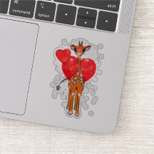 Schattigee valentijn giraffe met hartballonnen