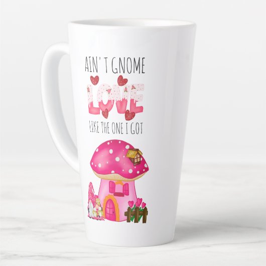 Schattigee Valentijn Gnome Love Roze Waterverf Latte Mok (Linkerhoek)