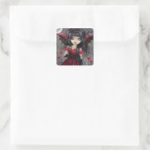 Schattigee Valentijn Gothic Fairy Vampire met hart Vierkante Sticker (Tas)