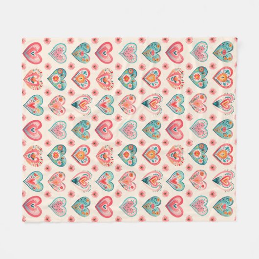 Schattigee Valentijn hartpatroon Fleece Deken (Voorkant (Horizontaal))
