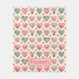 Schattigee Valentijn hartpatroon Fleece Deken