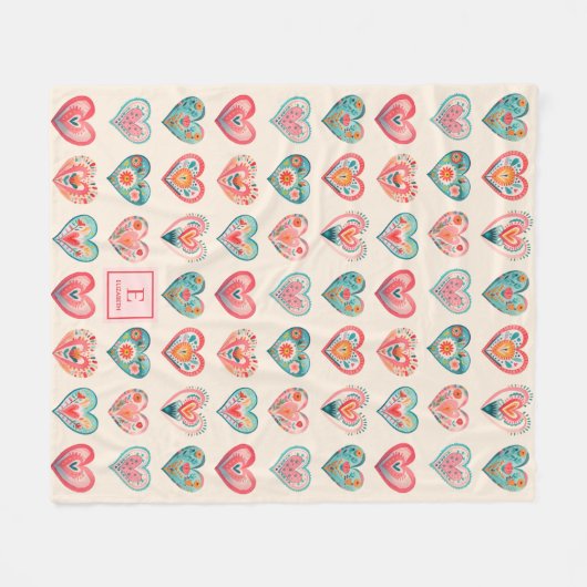 Schattigee Valentijn hartpatroon fleece deken (Voorkant (Horizontaal))