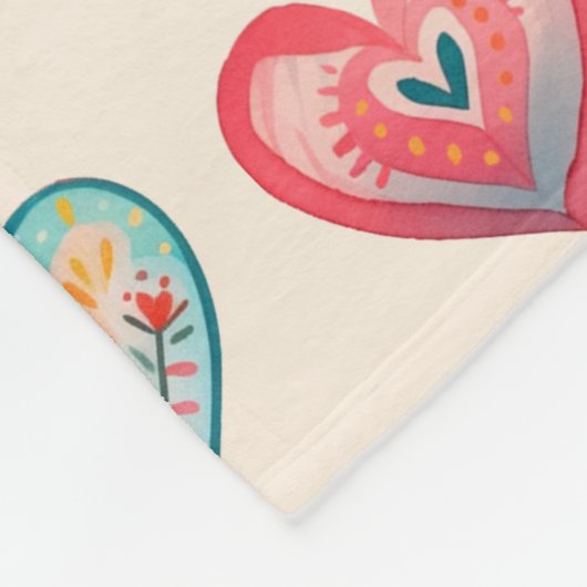 Schattigee Valentijn hartpatroon fleece deken (Hoek)