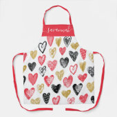 Schattigee Valentijn hartpatroon Monogram Schort (Voorkant)