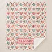 Schattigee Valentijn hartpatroon Sherpa Deken (Voorkant)