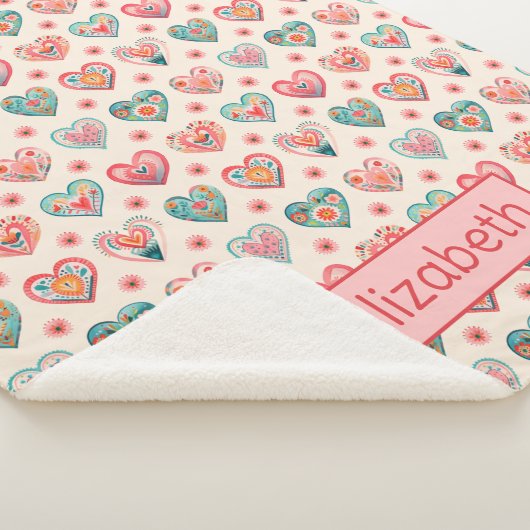 Schattigee Valentijn hartpatroon Sherpa Deken (3/4)