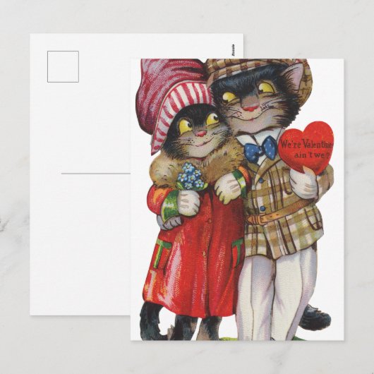 Schattigee  Valentijn katten Feestdagenkaart (Voorkant / Achterkant)