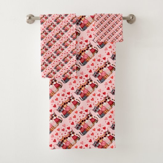 Schattigee Valentijn Katten in Hart Zonnebril Bad Handdoek (Insitu)