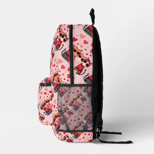 Schattigee Valentijn Katten in Hart Zonnebril Bedrukte Rugzak (Rechts)