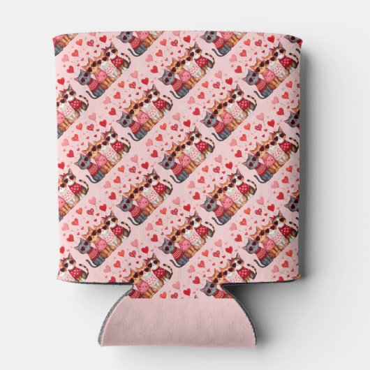 Schattigee Valentijn Katten in Hart Zonnebril Blikjeskoeler (Achterkant)