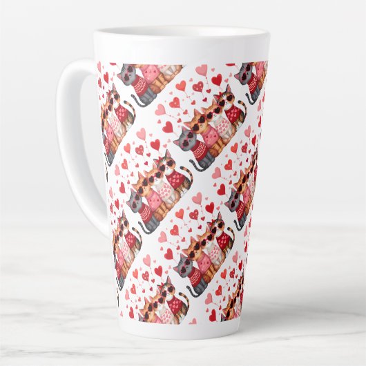 Schattigee Valentijn Katten in Hart Zonnebril Latte Mok (Linkerhoek)