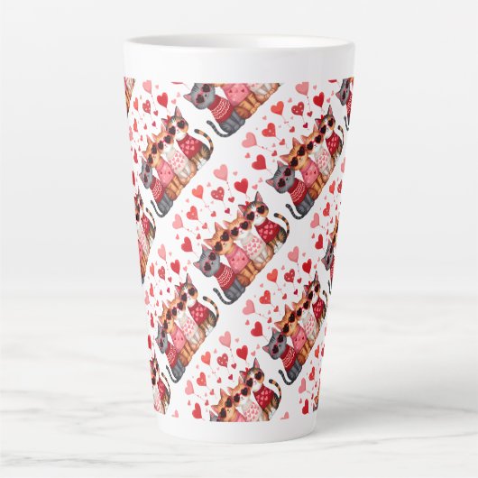 Schattigee Valentijn Katten in Hart Zonnebril Latte Mok (Voorkant)
