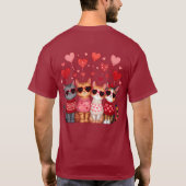 Schattigee Valentijn Katten in Hart Zonnebril T-shirt (Achterkant)