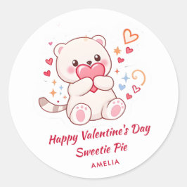 Schattigee Valentijn met Kawaii Beer en harten Ronde Sticker