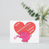 Schattigee valentijn met roze olifant briefkaart (Staand voorkant)