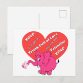 Schattigee valentijn met roze olifant briefkaart (Voorkant / Achterkant)