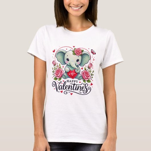 Schattigee valentijn olifant t-shirt (Voorkant)