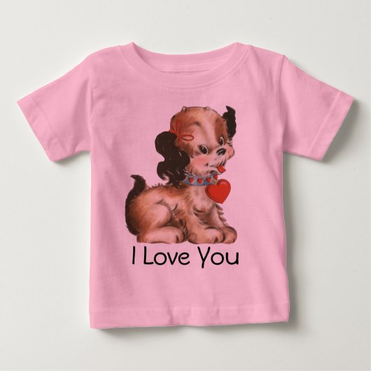 Schattigee Valentijn Puppy T-shirt voor Baby (Voorkant)